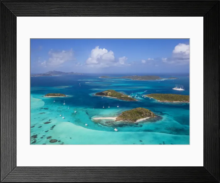Framed Print : St Vincent and The Grenadines, Aerial view of the Tobago Cays and Club Med 2 cruise ship Framed Print : St Vincent and The Grenadines, Aerial view of the Tobago Cays and Club Med 2 cruise ship