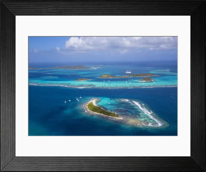 Framed Print : St Vincent and The Grenadines, Aerial view of the Tobago Cays and Club Med 2 cruise ship Framed Print : St Vincent and The Grenadines, Aerial view of the Tobago Cays and Club Med 2 cruise ship