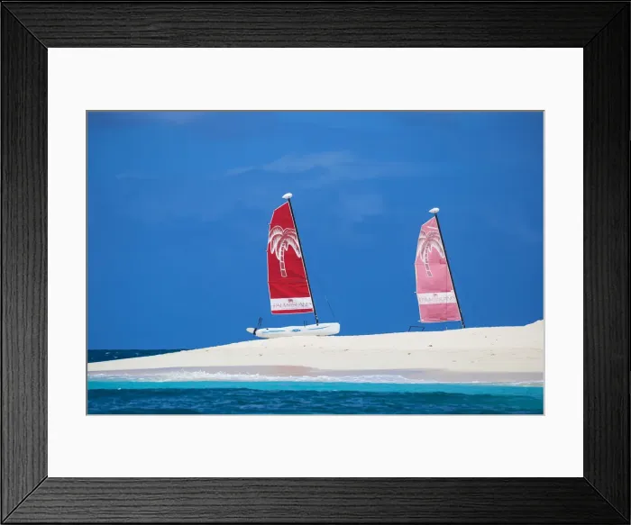 Framed Print : St Vincent and The Grenadines, Palm Island, Catamarans on beach Framed Print : St Vincent and The Grenadines, Palm Island, Catamarans on beach