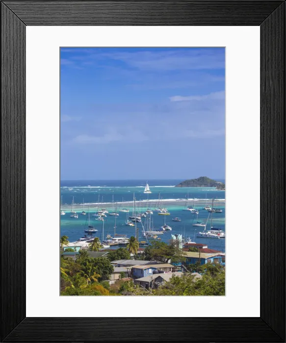 Framed Print : St Vincent and The Grenadines, Union Island, View of Clifton and Clifton harbour Framed Print : St Vincent and The Grenadines, Union Island, View of Clifton and Clifton harbour