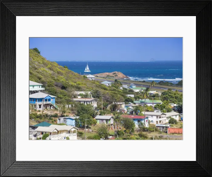 Framed Print : St Vincent and The Grenadines, Union Island, View of Clifton and airport runway Framed Print : St Vincent and The Grenadines, Union Island, View of Clifton and airport runway