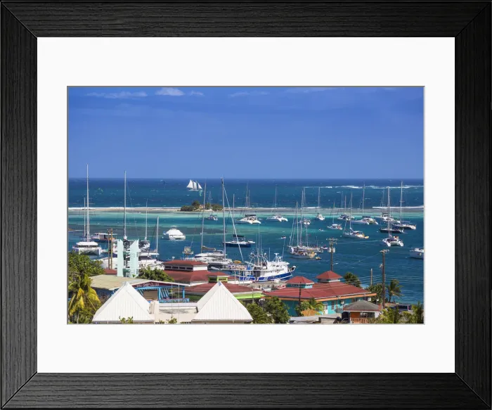 Framed Print : St Vincent and The Grenadines, Union Island, View of Clifton and Clifton harbour Framed Print : St Vincent and The Grenadines, Union Island, View of Clifton and Clifton harbour