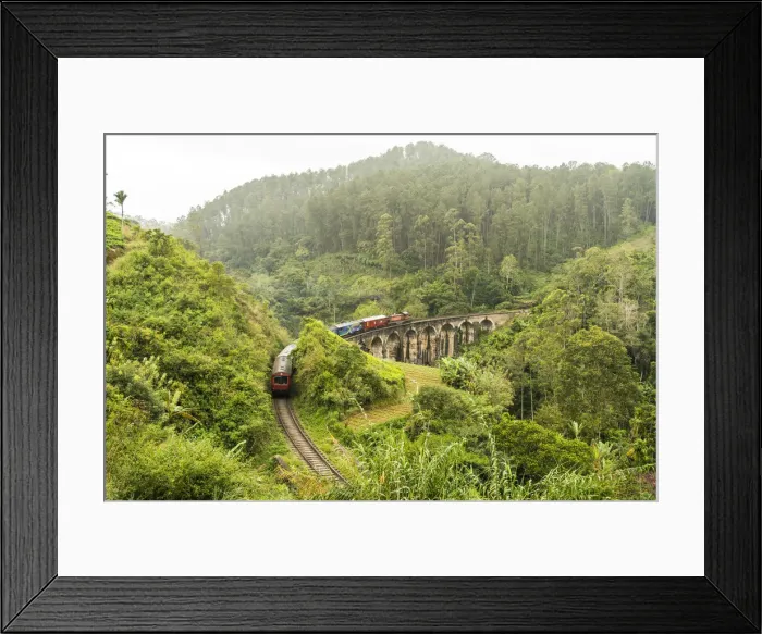 Framed Print : Train crossing the Demodera Nine Arches Bridge near Ella in the Southern Highlands