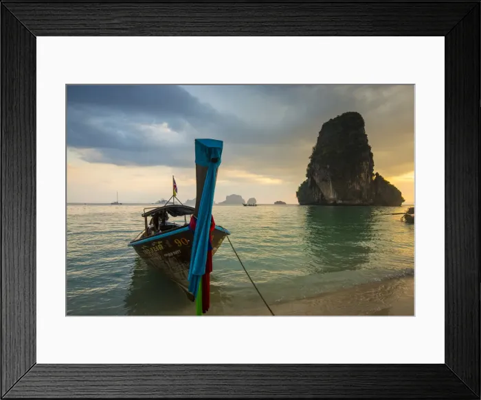 Framed Print : Longtail boats on Phra Nang beach, Railay Peninsula, Krabi Province, Thailand Framed Print : Longtail boats on Phra Nang beach, Railay Peninsula, Krabi Province, Thailand