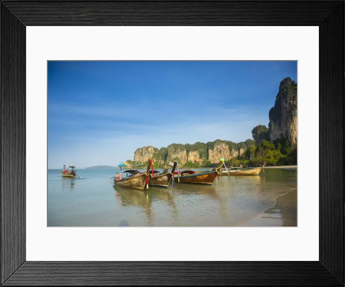 Framed Print : Longtail boats on West Railay beach, Railay Peninsula, Krabi Province, Thailand Framed Print : Longtail boats on West Railay beach, Railay Peninsula, Krabi Province, Thailand