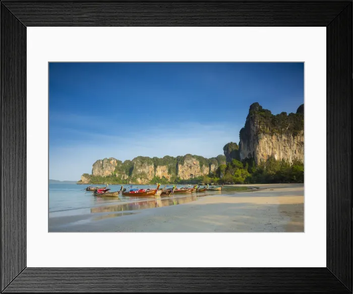 Framed Print : Longtail boats on West Railay beach, Railay Peninsula, Krabi Province, Thailand Framed Print : Longtail boats on West Railay beach, Railay Peninsula, Krabi Province, Thailand