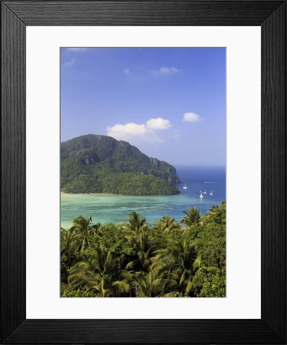 Framed Print : Thailand, Krabi Province, Ko Phi Phi Don Island, View of Ao Ton Sai and Ao Lo Dalam Framed Print : Thailand, Krabi Province, Ko Phi Phi Don Island, View of Ao Ton Sai and Ao Lo Dalam