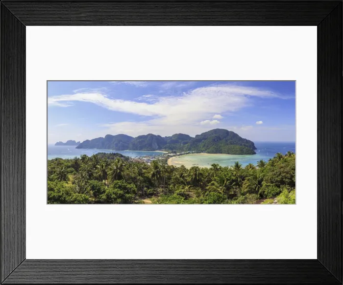 Framed Print : Thailand, Krabi Province, Ko Phi Phi Don Island, View of Ao Ton Sai and Ao Lo Dalam