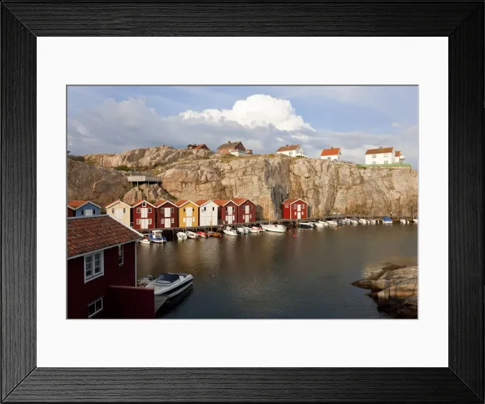 Framed Print : Boat huts in Smogen, Bohuslan Coast, Sweden Framed Print : Boat huts in Smogen, Bohuslan Coast, Sweden
