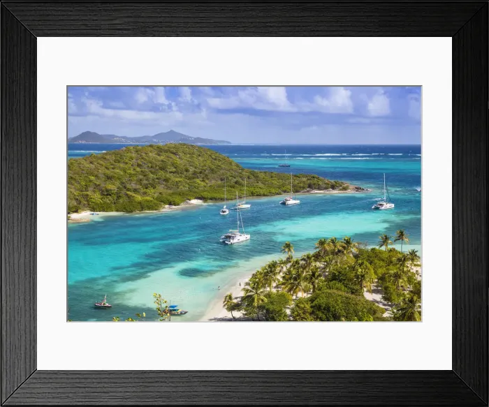 Framed Print : St Vincent and The Grenadines, Tobago Cays, Petit Bateau looking across to Petit Rameau Framed Print : St Vincent and The Grenadines, Tobago Cays, Petit Bateau looking across to Petit Rameau