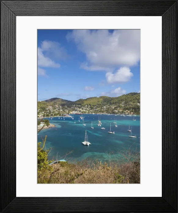 Framed Print : St Vincent and The Grenadines, Bequia, View of Admiralty Bay and Port Elizabeth Framed Print : St Vincent and The Grenadines, Bequia, View of Admiralty Bay and Port Elizabeth