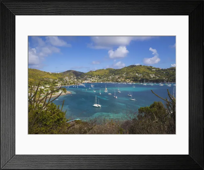 Framed Print : St Vincent and The Grenadines, Bequia, View of Admiralty Bay and Port Elizabeth Framed Print : St Vincent and The Grenadines, Bequia, View of Admiralty Bay and Port Elizabeth