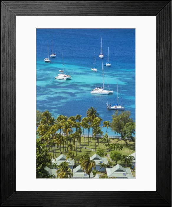 Framed Print : St Vincent and The Grenadines, Bequia, View over Bequia Plantation Hotel to Admiralty Bay Framed Print : St Vincent and The Grenadines, Bequia, View over Bequia Plantation Hotel to Admiralty Bay