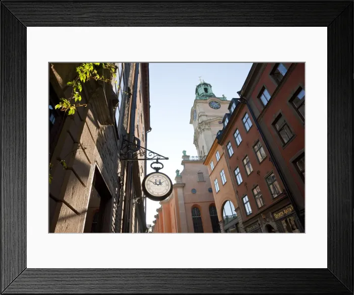 Framed Print : Clock outside shop & The clocktower of Storkyrkan (The Great Church), Gamla Stan Framed Print : Clock outside shop & The clocktower of Storkyrkan (The Great Church), Gamla Stan