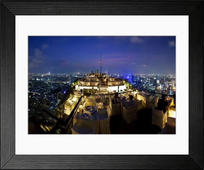 Framed Print : Bangkok City skyline from Vertigo, a bar and restaurant on top of the Banyan Tree Hotel Framed Print : Bangkok City skyline from Vertigo, a bar and restaurant on top of the Banyan Tree Hotel