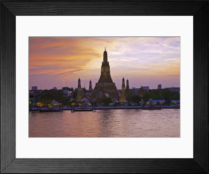 Framed Print : Thailand, Bangkok, Wat Arun, Temple Of The Dawn & Chao Phraya River illuminated Framed Print : Thailand, Bangkok, Wat Arun, Temple Of The Dawn & Chao Phraya River illuminated