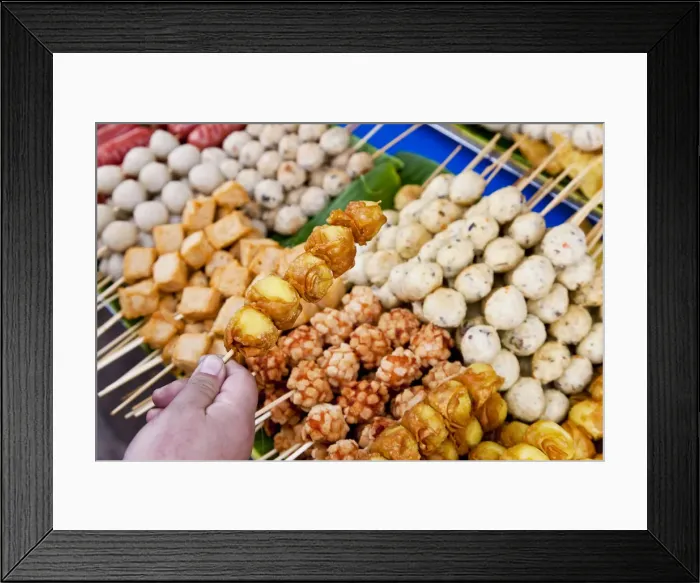 Framed Print : Thai food grill sticks, Bangkok, Thailand Framed Print : Thai food grill sticks, Bangkok, Thailand