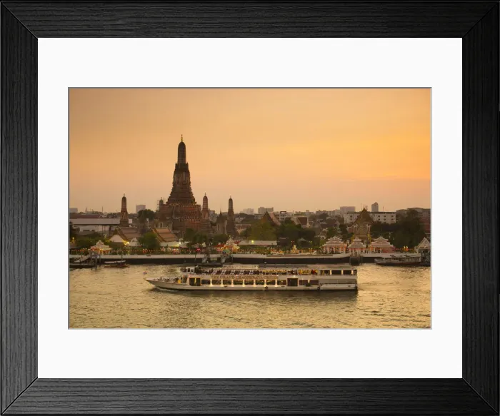 Framed Print : Temple of Dawn (Wat Arun) and Bangkok, Thailand