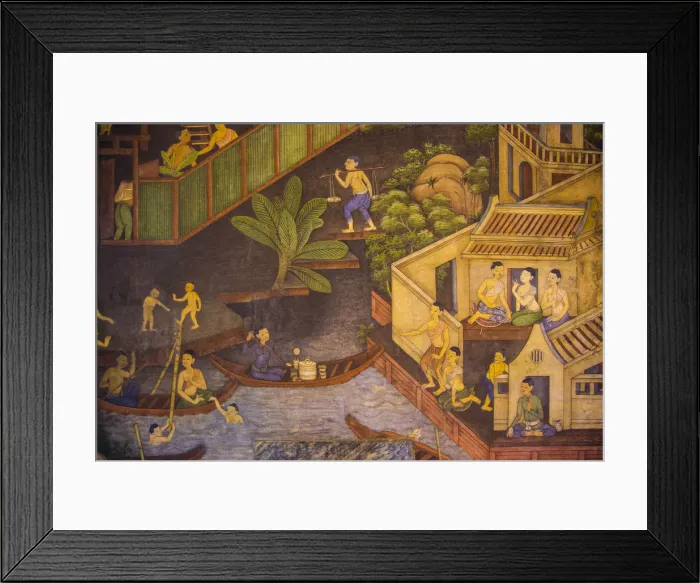 Framed Print : Mural in Wat Pho (Temple of the Reclining Buddha), Bangkok, Thailand Framed Print : Mural in Wat Pho (Temple of the Reclining Buddha), Bangkok, Thailand