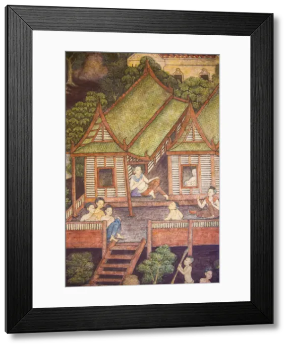 Framed Print : Mural in Wat Pho (Temple of the Reclining Buddha), Bangkok, Thailand Framed Print : Mural in Wat Pho (Temple of the Reclining Buddha), Bangkok, Thailand
