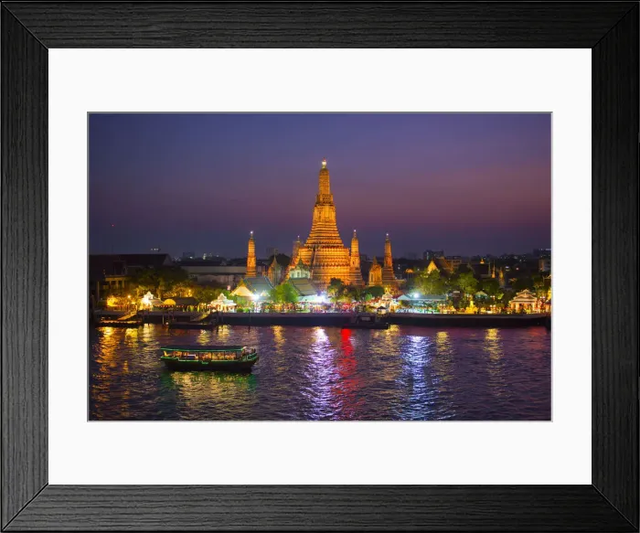 Framed Print : Temple of Dawn (Wat Arun) and Bangkok, Thailand