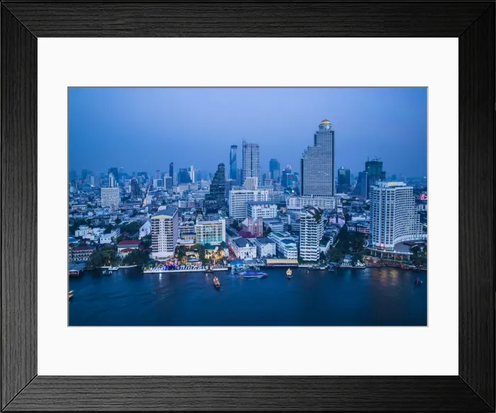Framed Print : Bangkok Skyline and Chao Phraya river, Bangkok, Thailand Framed Print : Bangkok Skyline and Chao Phraya river, Bangkok, Thailand
