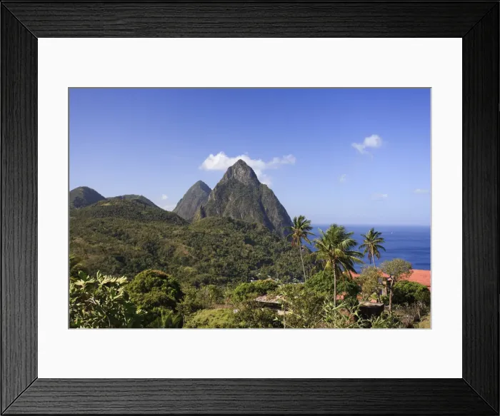 Framed Print : Caribbean, St Lucia, Petit and Gros Piton Mountains (UNESCO World Heritage Site)
