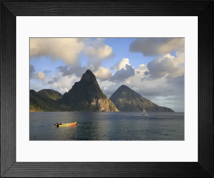 Framed Print : Caribbean, St Lucia, Petit and Gros Piton Mountains (UNESCO World Heritage Site) Framed Print : Caribbean, St Lucia, Petit and Gros Piton Mountains (UNESCO World Heritage Site)