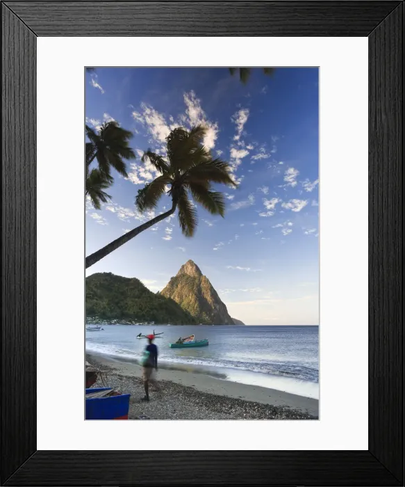 Framed Print : Caribbean, St Lucia, Petit Piton and Soufriere Bay Framed Print : Caribbean, St Lucia, Petit Piton and Soufriere Bay