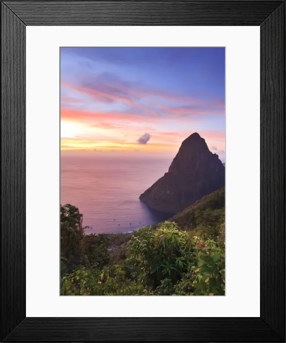Framed Print : Caribbean, St Lucia, Petit Piton and Anse des Pitons Beach Framed Print : Caribbean, St Lucia, Petit Piton and Anse des Pitons Beach