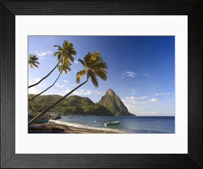 Framed Print : Caribbean, St Lucia, Petit Piton and Soufriere Bay Framed Print : Caribbean, St Lucia, Petit Piton and Soufriere Bay