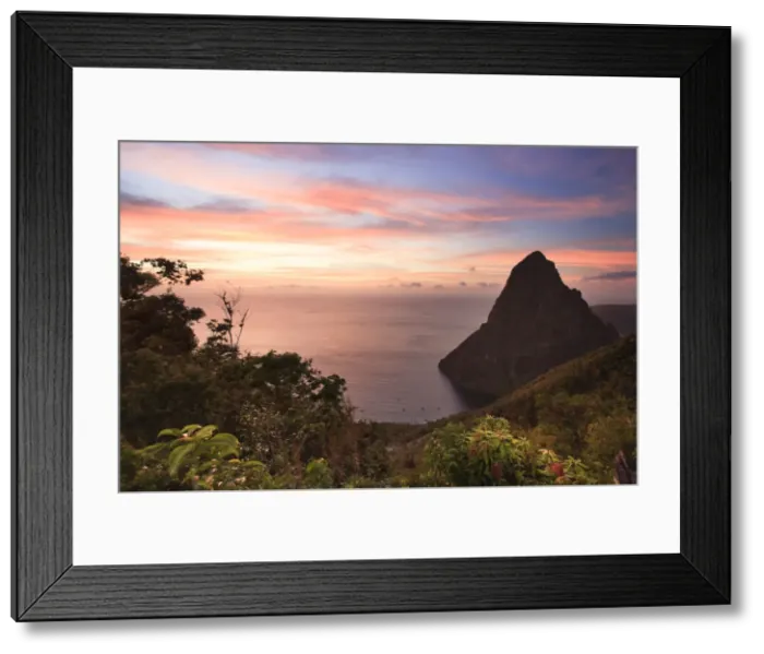 Framed Print : Caribbean, St Lucia, Petit Piton and Anse des Pitons Beach Framed Print : Caribbean, St Lucia, Petit Piton and Anse des Pitons Beach