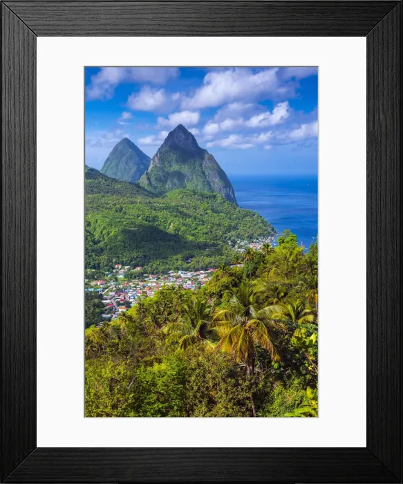 Framed Print : Caribbean, St Lucia, Petit (near) and Gros Piton Mountains (UNESCO World Heritage Framed Print : Caribbean, St Lucia, Petit (near) and Gros Piton Mountains (UNESCO World Heritage