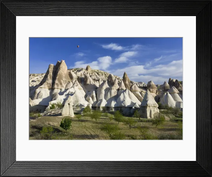 Framed Print : Hot Air balloon over rock Tufa formaions (Fairy Chimneys), Love Valley, nr Goreme Framed Print : Hot Air balloon over rock Tufa formaions (Fairy Chimneys), Love Valley, nr Goreme