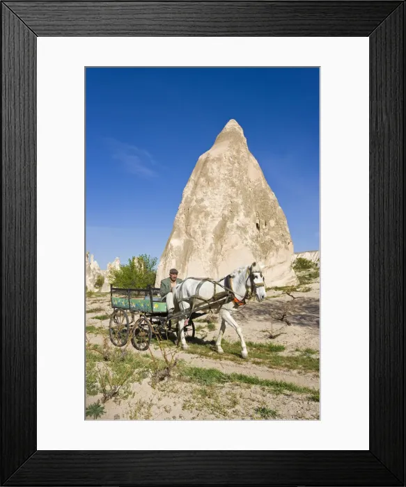 Framed Print : Man using traditional transport, Tufa rock formations, Rose Valley, nr Goreme, Cappadocia Framed Print : Man using traditional transport, Tufa rock formations, Rose Valley, nr Goreme, Cappadocia