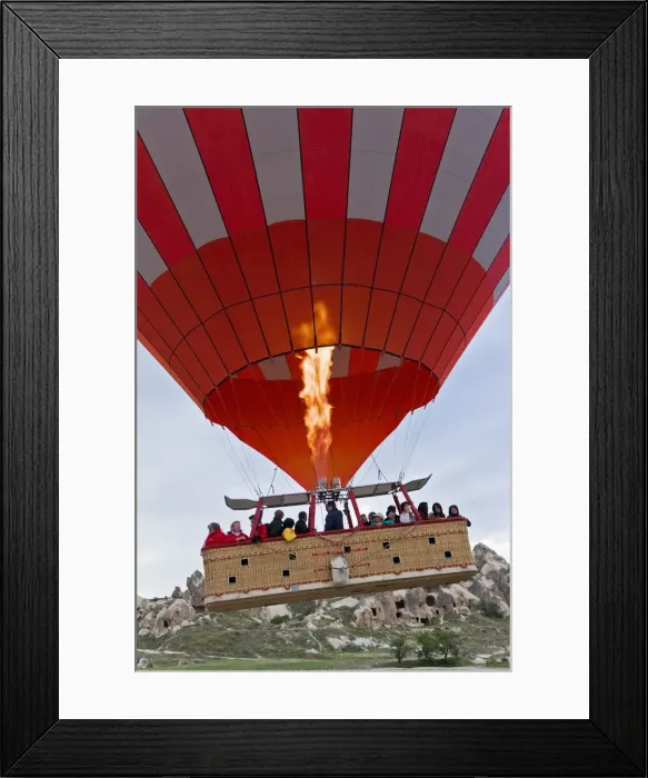 Framed Print : Hot Air Balloon with the Worlds largest passenger basket, nr. Goreme, Cappadocia, Turkey Framed Print : Hot Air Balloon with the Worlds largest passenger basket, nr. Goreme, Cappadocia, Turkey