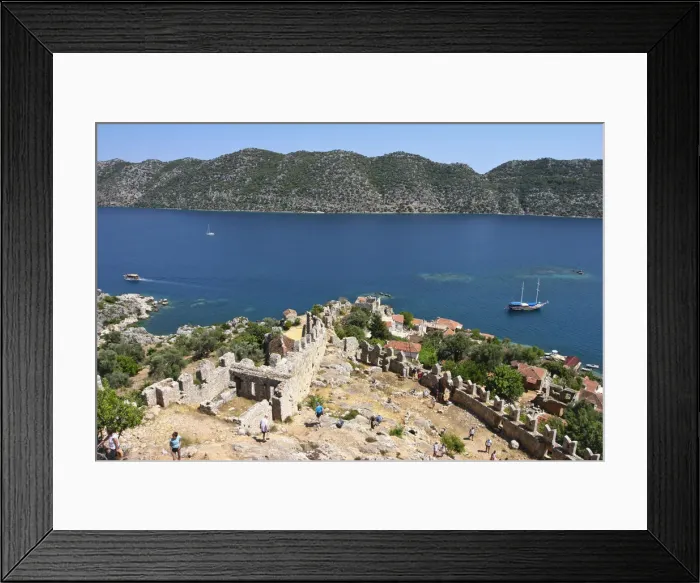 Framed Print : Turkey, Mediterranean Coast, Antalya Province, Kalekoy, harbour from Crusader fortress