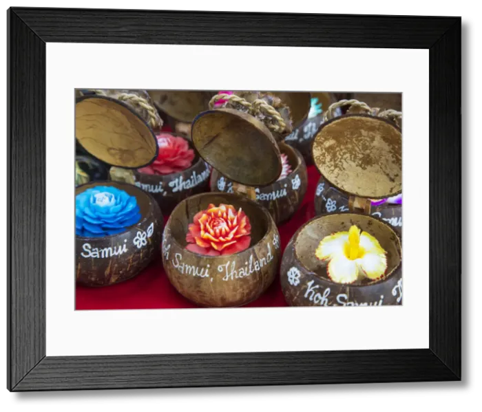 Framed Print : Cocunut candle souvenirs, Koh Samui, Thailand
