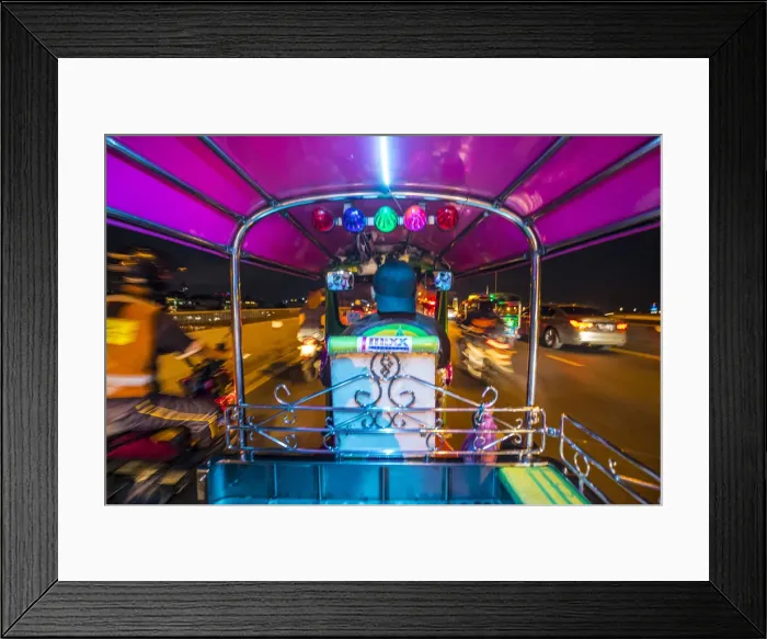 Framed Print : Tuk-tuk travelling through the streets of Bangkok, Thailand Framed Print : Tuk-tuk travelling through the streets of Bangkok, Thailand