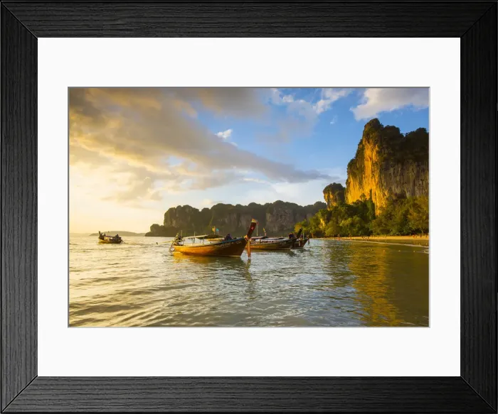 Framed Print : Longtail boats on West Railay beach, Railay Peninsula, Krabi Province, Thailand Framed Print : Longtail boats on West Railay beach, Railay Peninsula, Krabi Province, Thailand