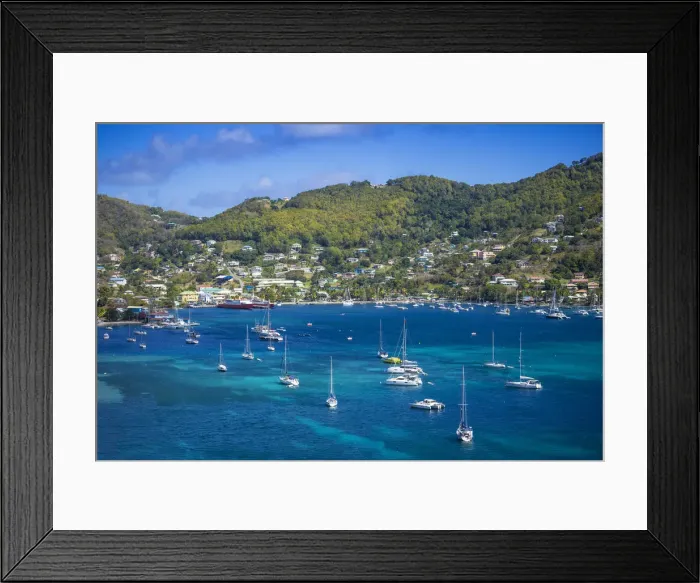 Framed Print : St Vincent and The Grenadines, Bequia, View of Admiralty Bay and Port Elizabeth Framed Print : St Vincent and The Grenadines, Bequia, View of Admiralty Bay and Port Elizabeth