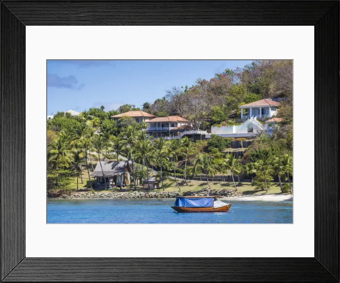 Framed Print : St Vincent and The Grenadines, Mustique, View of Lovell village Framed Print : St Vincent and The Grenadines, Mustique, View of Lovell village