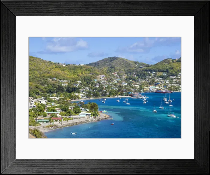 Framed Print : St Vincent and The Grenadines, Bequia, View of Admiralty Bay and Port Elizabeth Framed Print : St Vincent and The Grenadines, Bequia, View of Admiralty Bay and Port Elizabeth