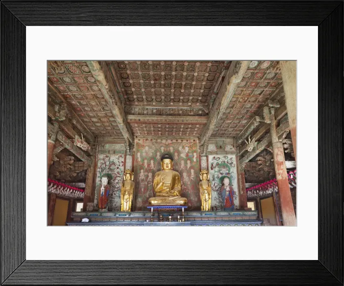 Framed Print : South Korea, Gyeongju, Bulguksa Temple, Buddha Statue in the Daeungjeon Pavilion Framed Print : South Korea, Gyeongju, Bulguksa Temple, Buddha Statue in the Daeungjeon Pavilion