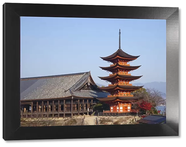 Japan, Miyajima Island, Hokoku Shrine, The Five Storied Pagoda and Senjokaku Hall