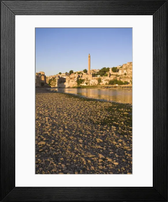 Framed Print : Turkey, Eastern Turkey, Hasankeyf, El Rizk Cami & Tigris river Framed Print : Turkey, Eastern Turkey, Hasankeyf, El Rizk Cami & Tigris river