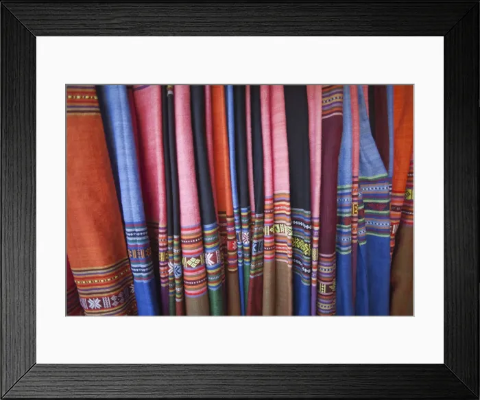 Framed Print : Vietnam, Hoi An, Silk Shop Fabric Display