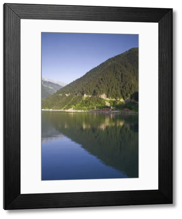 Framed Print : Turkey, Trabzon, Uzungol, Kackar Mountains reflecting in lake