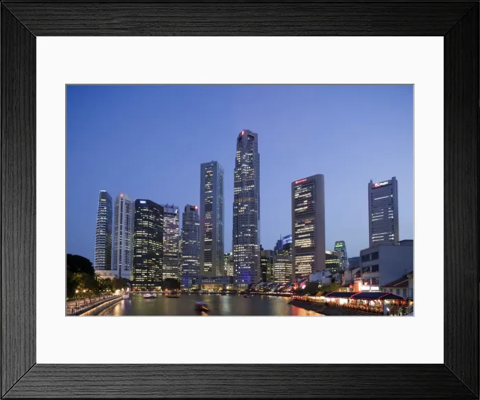Framed Print : Singapore, Singapore River and City Skyline Framed Print : Singapore, Singapore River and City Skyline
