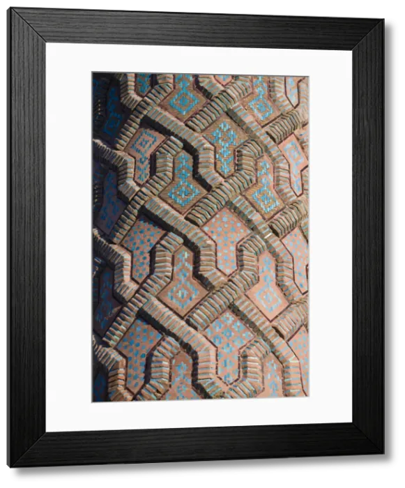 Framed Print : Turkey, Eastern Turkey, Erzurum, Mosaic tile work on Minaret of Yakutiye Madrasah Framed Print : Turkey, Eastern Turkey, Erzurum, Mosaic tile work on Minaret of Yakutiye Madrasah